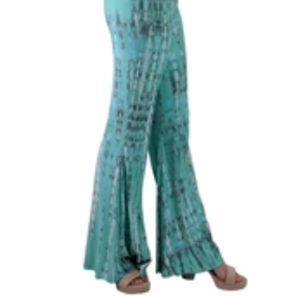 Happy Bohemians Tiered Tie-Dyed Rock Star pant Wide Leg Pants MINT M/L NWOT - Picture 2 of 12